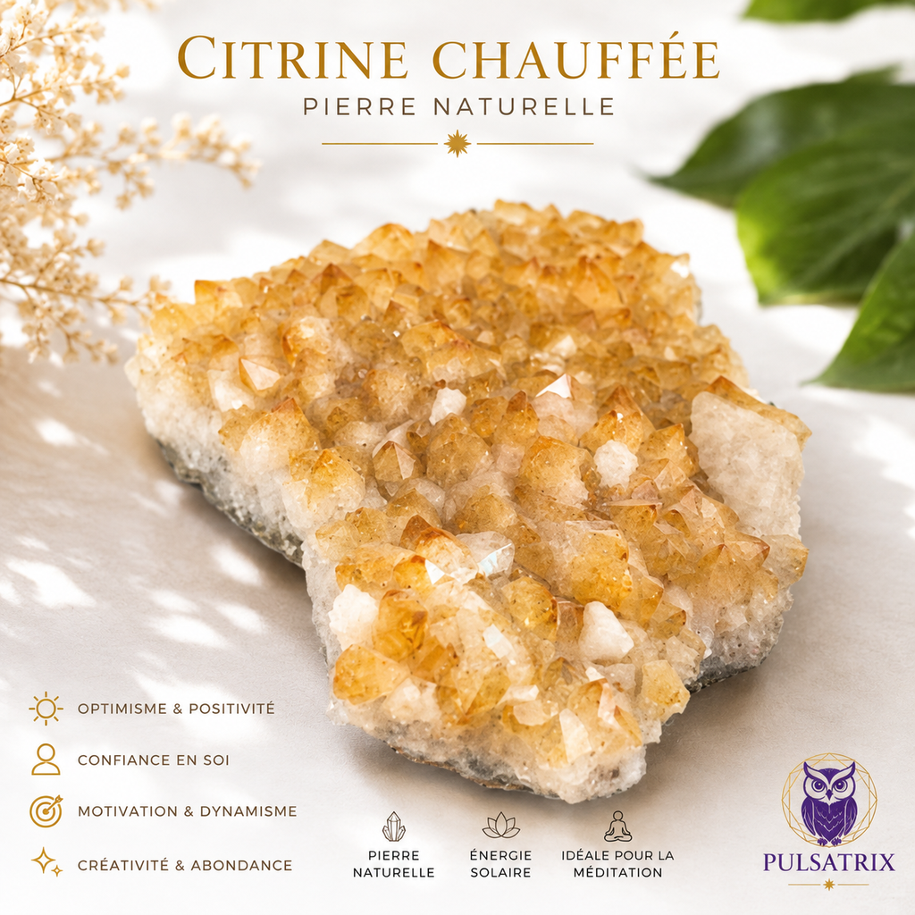 Druse de Citrine Chauffée – Cristaux sur Matrice
