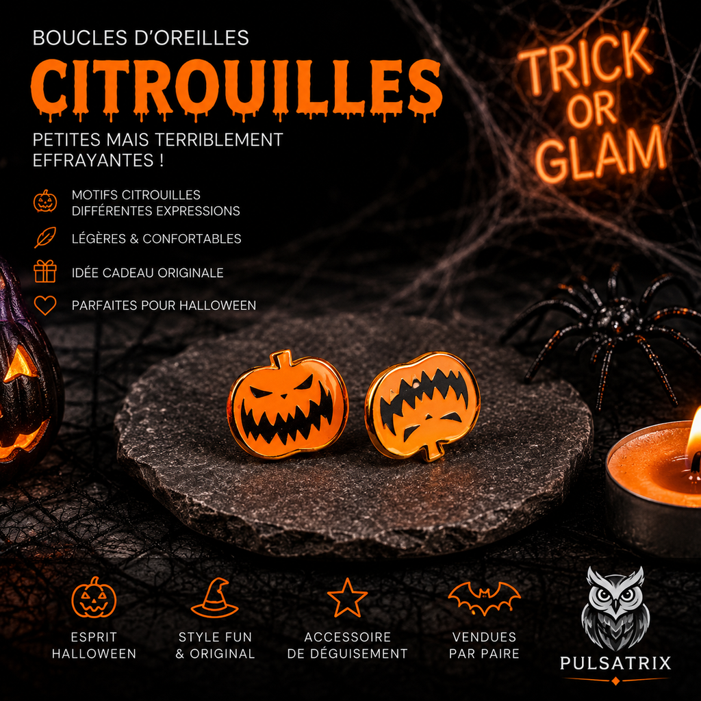 Boucles d’oreilles citrouilles – Halloween 🎃