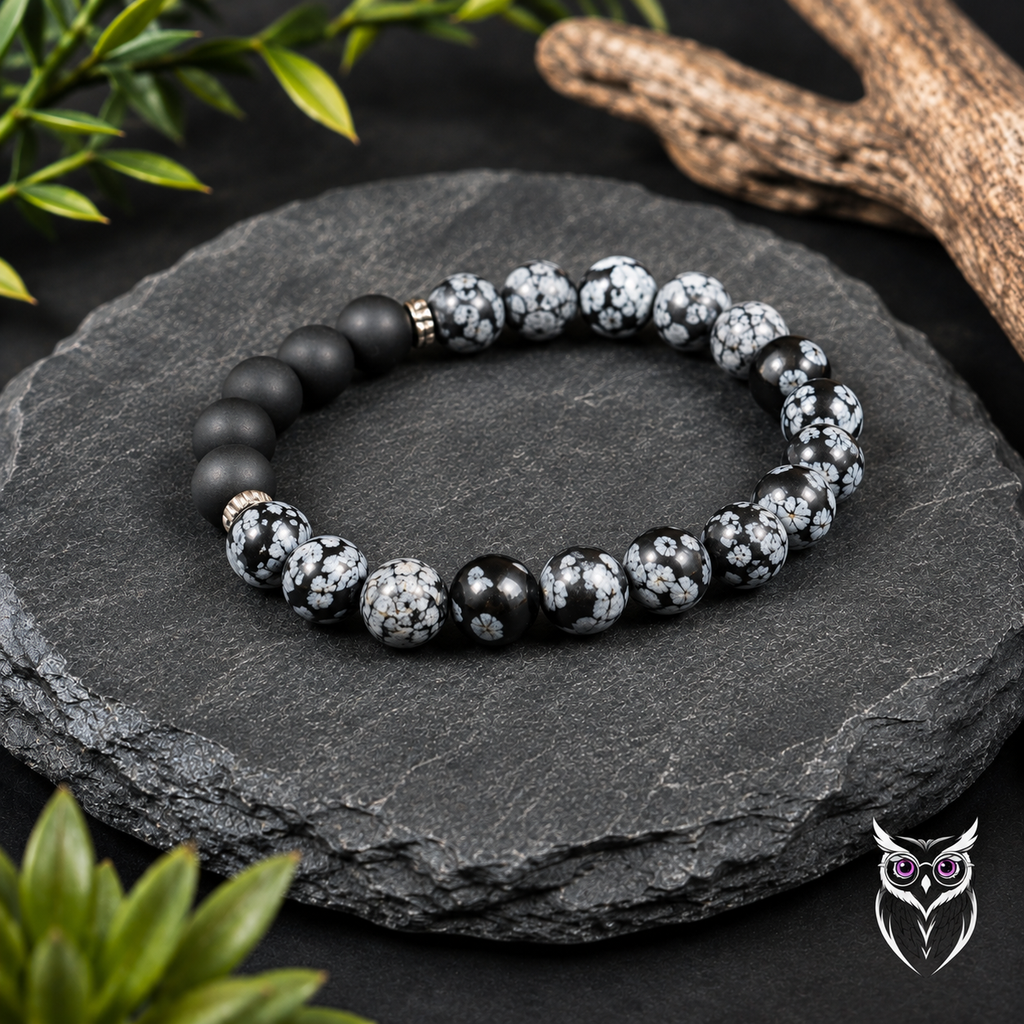 Bracelet Obsidienne Neige – Pierres Naturelles