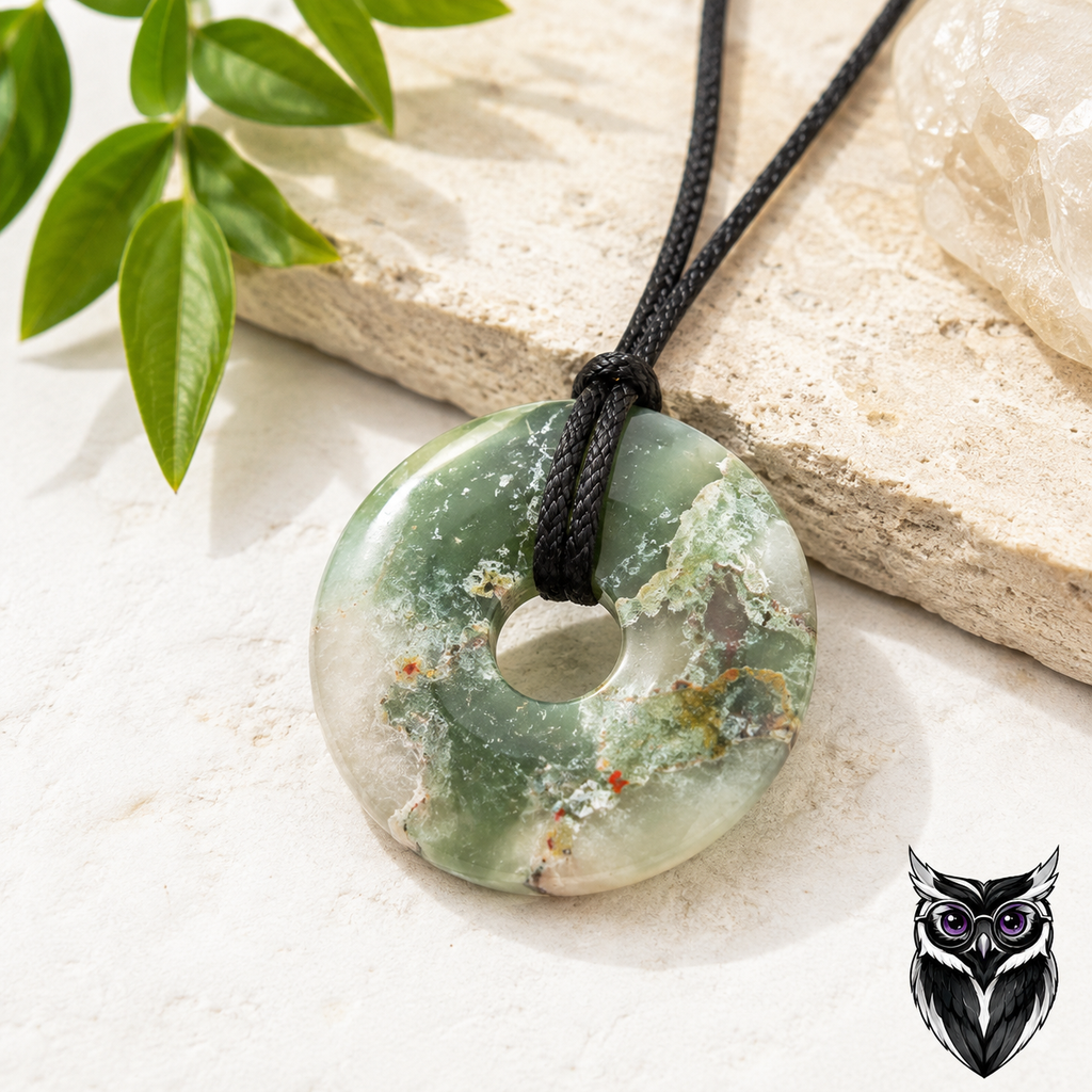 Pendentif Donut Jaspe Héliotrope – Pierre Naturelle