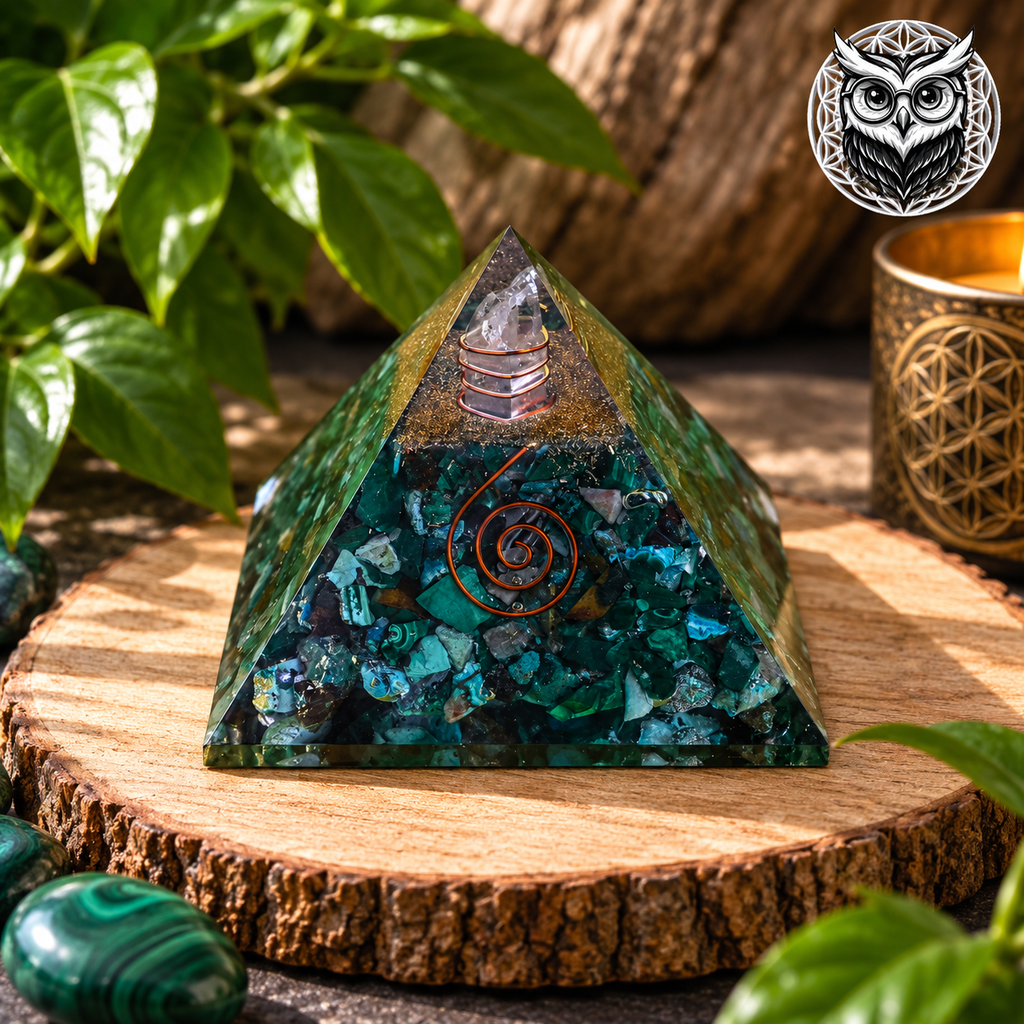 Pyramide Malachite – Orgonite en Pierre Naturelle 7cm