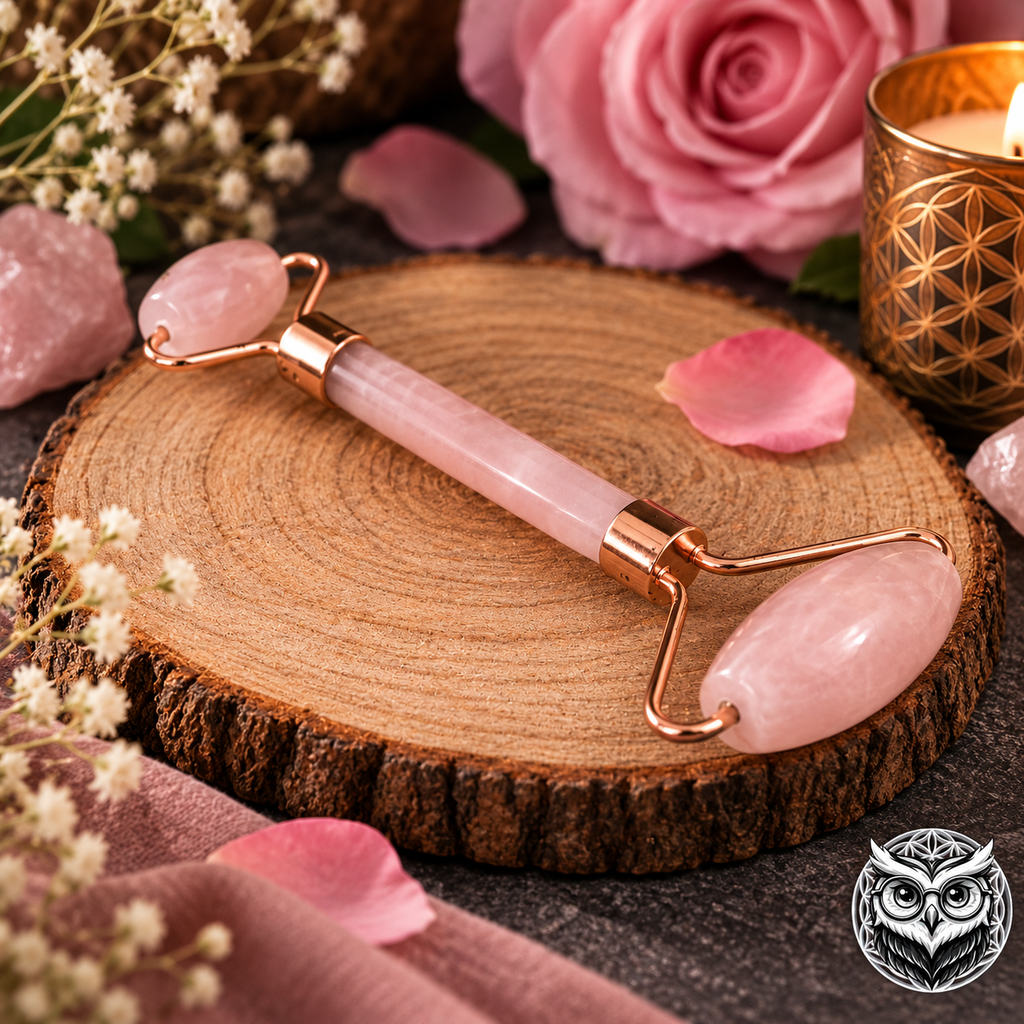 Roller visage en Quartz Rose – Massage & Rituel Beauté