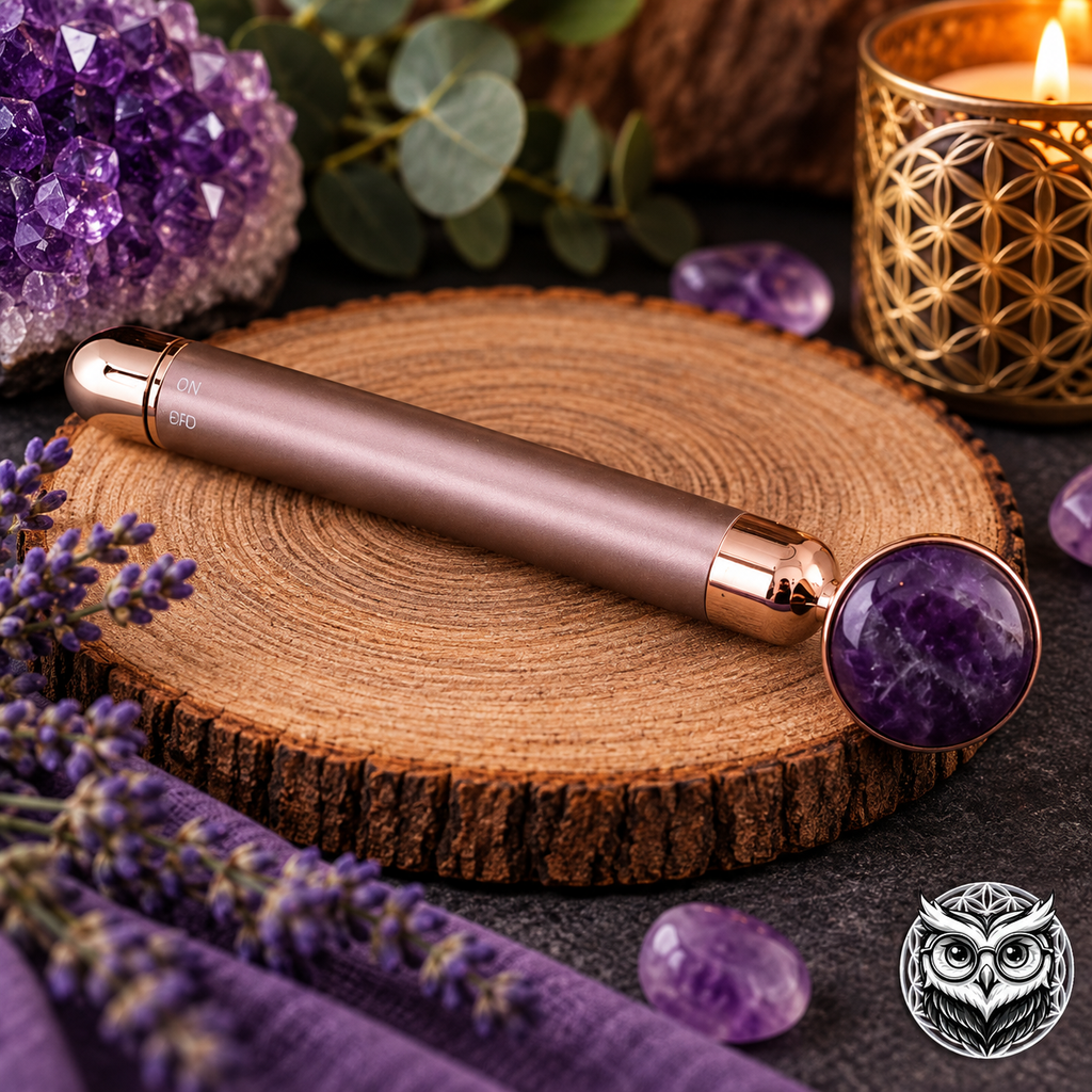 Roller vibrant en Améthyste – Massage du visage & Rituel Beauté