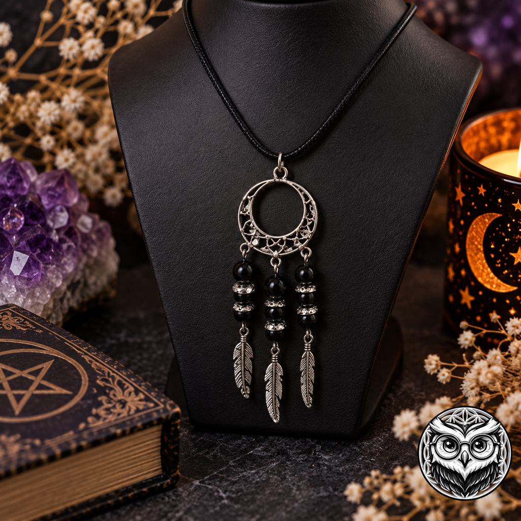 Collier Attrape-rêves en Onyx – Élégance & Protection